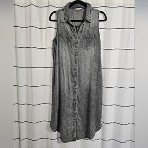 Sleeveless Denim Shirt Dress